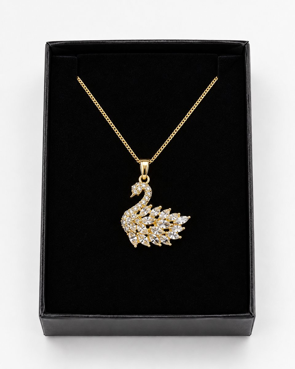 Beyaz Taşlı Kuğu Kolye (Silver) görsel 4