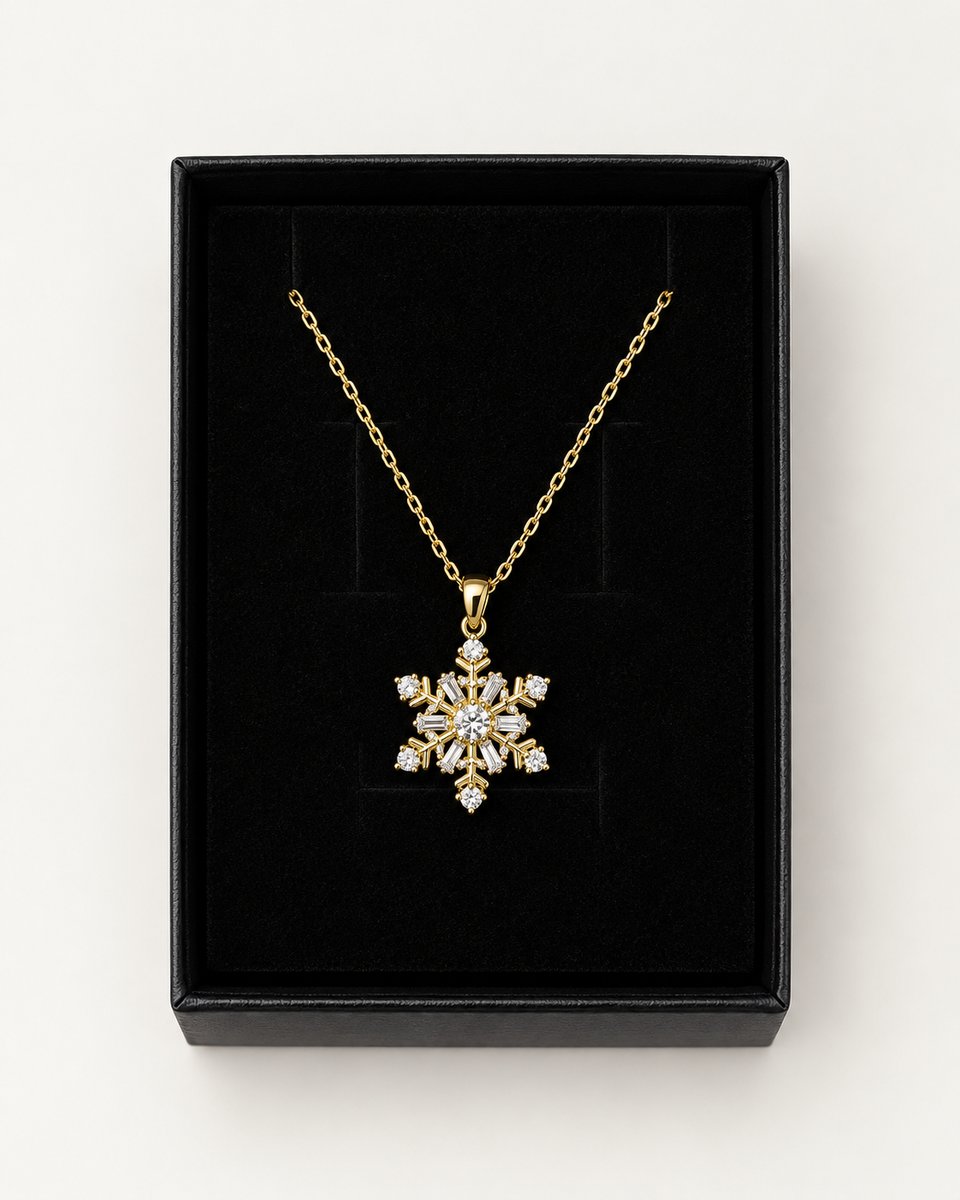Işıltılı Kar Tanesi Kolye (Gold) görsel 3